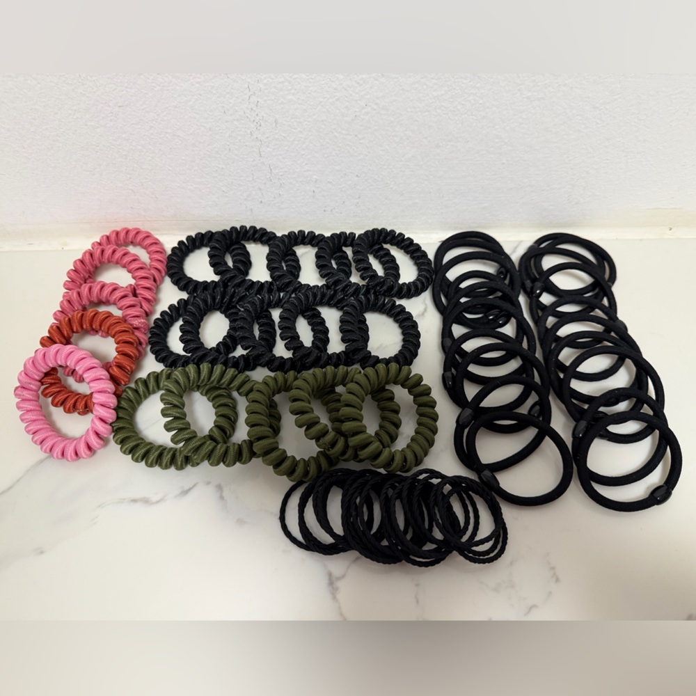 Stylish Black Green and Pink Hair Ties Set